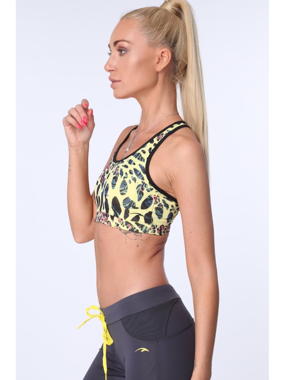 Leopard sportinė viršūnė, citrina MR15498 - Internetinė parduotuvė - Boutique